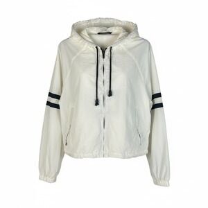 J Galt Melville Lightweight Hooded Windbreaker Jacket Athletic Stripes Size S